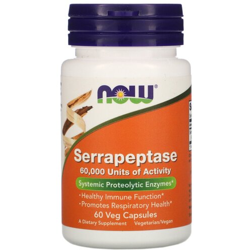 Капсулы NOW Serrapeptase, 80 г, 50 мл, 60 шт. фотография