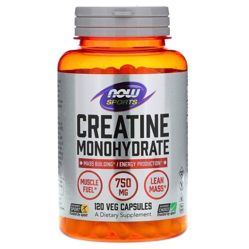 Капсулы NOW Creatine Monohydrate, 190 г, 750 мг, 120 шт. фотография