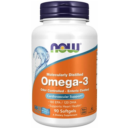 Omega-3 Molecularly Distilled 1000 мг (Омега-3) 90 капсул (Now Foods) фотография