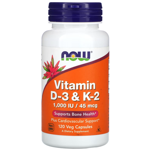 Капсулы NOW Vitamin D-3 & K-2, 90 г, 150 мл, 120 шт. фотография