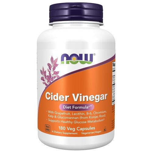 Капсулы NOW Cider Vinegar, 100 г, 100 мл, 180 шт. фотография