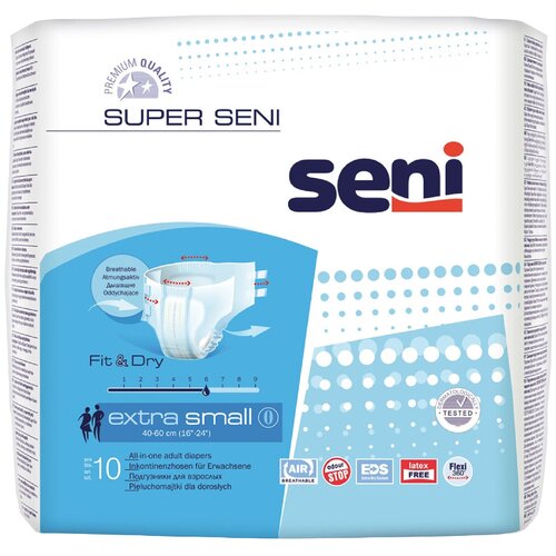 Подгузники для взрослых Super Seni extra small (обхват 40-60 см) 10 шт. фотография