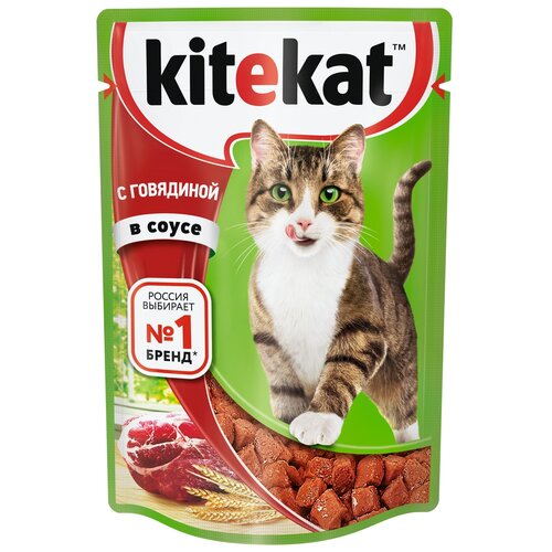 корм для кошек Kitekat говядина 2 шт. х 85 г (кусочки в соусе) фотография