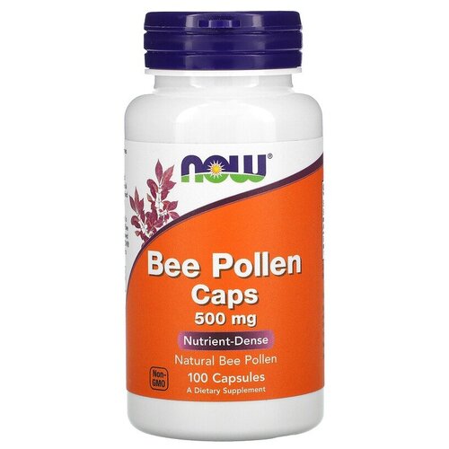 Капсулы NOW Bee Pollen 500 мг, 90 г, 100 мл, 500 мг, 100 шт. фотография