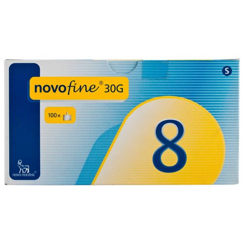 Игла для шприц-ручек Novo Nordisk novofine, 8 мм x 0.3 мм, размер: 30G, 100 шт. фотография