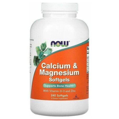 Капсулы NOW Calcium & Magnesium, with Vitamin D-3 and Zinc, 820 г, 250 мл, 240 шт. фотография