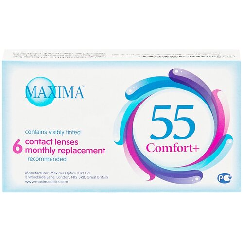 Контактные линзы Maxima 55 Comfort Plus, 6 шт., R 8,6, D -0,5, прозрачный, 1 уп. фотография