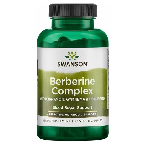 Swanson Berberine Complex with Cinnamon, Gymnema & Fenugreek (Бербериновый комплекс с корицей, джимнемой и пажитником) 90 капсул фотография