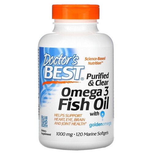 Purified & Clear Omega 3 Fish Oil with Goldenomega капс., 250 г, 120 шт., рыба фотография