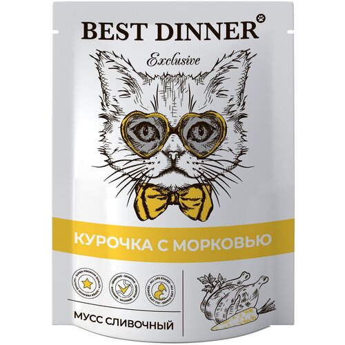 Корм влажный для кошек и котят Бест Диннер (Best DInner) мусс сливочный курочка с морковью, пауч (24шт*85гр) фотография