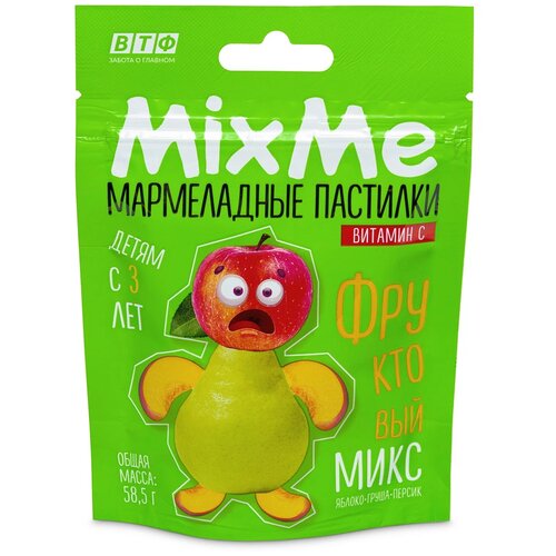 ВТФ MixMe Витамин С мармелад фруктовый микс (яблоко, персик, груша), 58,5 г. фотография