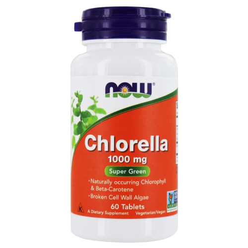 Таблетки NOW Chlorella, 100 г, 1000 мг, 60 шт. фотография