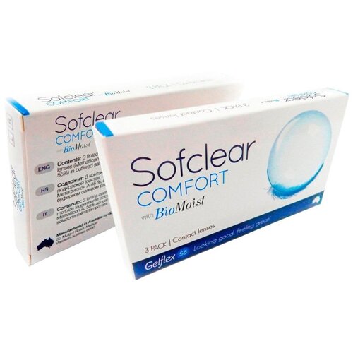 Контактные линзы Gelflex Sofclear Comfort with BioMoist, 3 шт., R 8,6, D -2,5, бесцветный, 1 уп. фотография