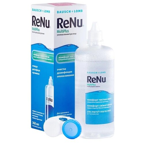 Раствор Bausch & Lomb Renu MultiPlus, с контейнером, 360 мл, 1 шт. фотография