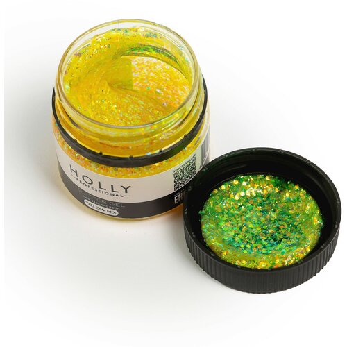 Holly Professional Глиттер для глаз, лица, волос и тела Glitter Gel Yellow Mix фотография