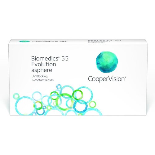 Контактные линзы CooperVision Biomedics 55 Evolution Asphere UV, 6 шт., R 8,6, D -1,75, 1 уп. фотография