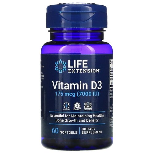 Капсулы Life Extension Vitamin D3, 100 г, 7000 МЕ, 60 шт. фотография