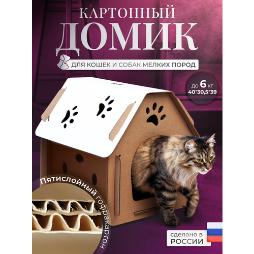 Домик для кошки картонный, дом для кота, домик , домик для животных, лежанка для питомцев фотография