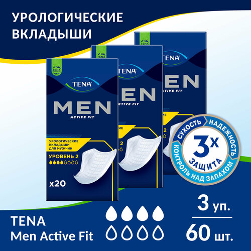 Прокладки для мужчин Tena Men Active Fit Level 2, 20 шт. x 3 упак. фотография