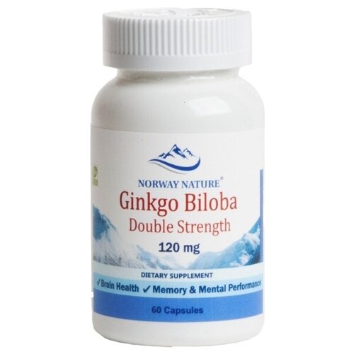 Здоровье мозга и психики Norway Nature Ginkgo Biloba Double Strength 120 mg (60 капсул) фотография