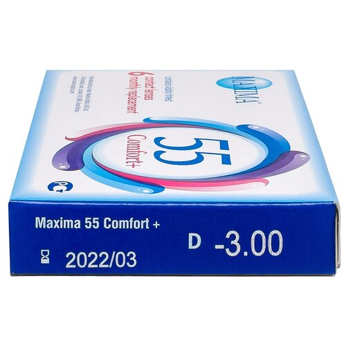 Контактные линзы Maxima 55 Comfort Plus, 6 шт., R 8,6, D -3, прозрачный, 1 уп. фотография