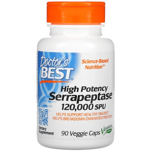 Капсулы Doctor's Best High Potency Serrapeptase, 8 г, 90 шт. фотография