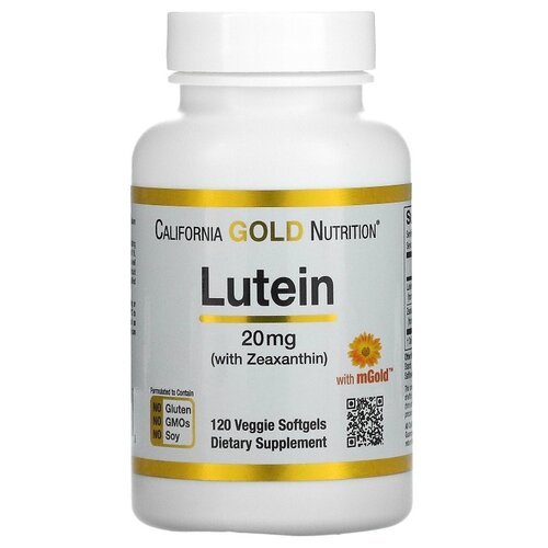 Капсулы California Gold Nutrition Lutein with Zeaxanthin, 80 г, 20 мг, 120 шт. фотография