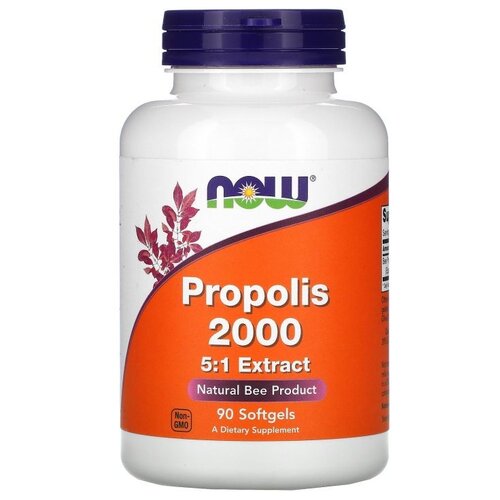 Капсулы NOW Propolis 2000 5:1 Extract, 95 г, 90 шт. фотография