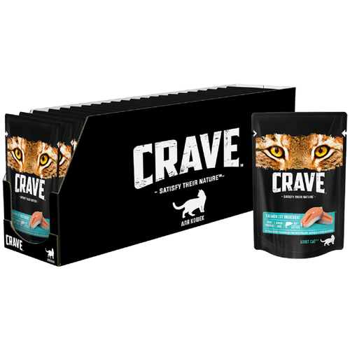 Корм консервированный полнорационный CRAVE для взрослых кошек с Лососем, 70г х 30 штук в упаковке фотография