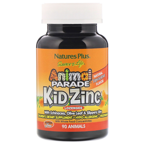 NaturesPlus Animal Parad Kid Zinc (Цинк для детей) вкус натурального мандарина 90 пастилок фотография