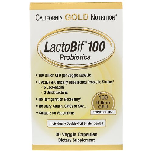 California Gold Nutrition LactoBif капс., 100 млрд КОЕ, 70 г, 30 шт., нейтральный, 1 уп. фотография