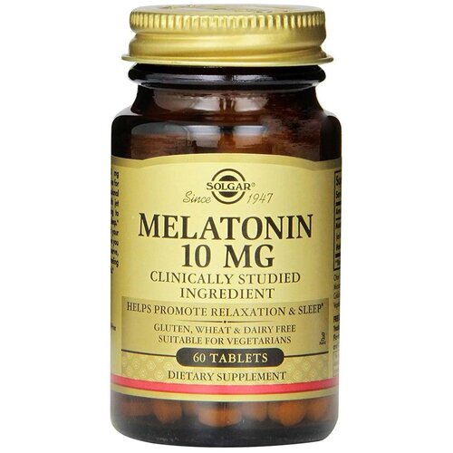 Таблетки SOLGAR Melatonin 10 мг, 100 г, 10 мг, 60 шт. фотография