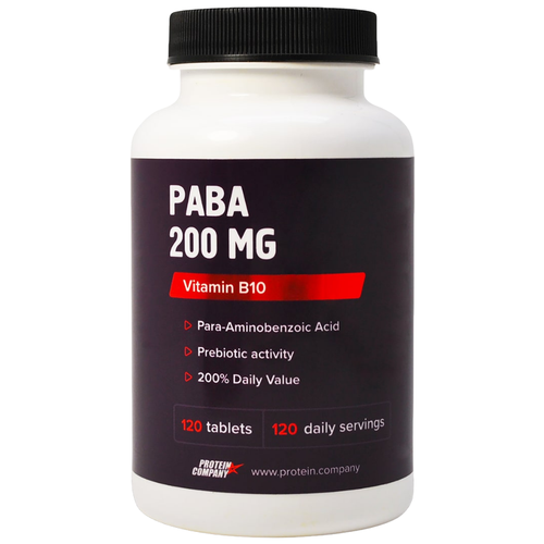 Капсулы PROTEIN.COMPANY PABA Парааминобензойная кислота, 90 г, 250 мл, 120 шт. фотография