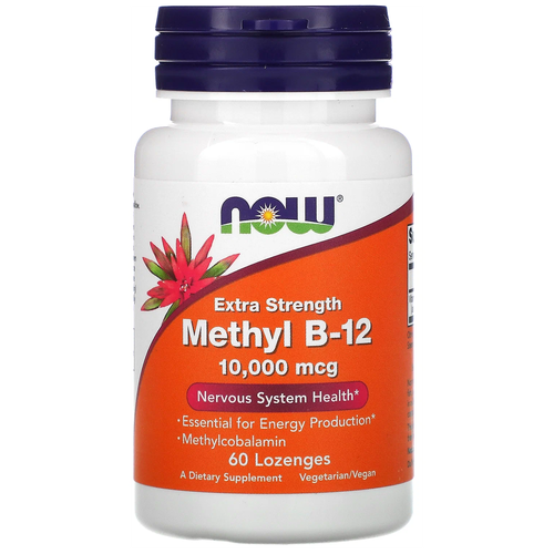 Пастилки NOW Methyl B-12, 50 г, 10000 МЕ, 60 шт. фотография