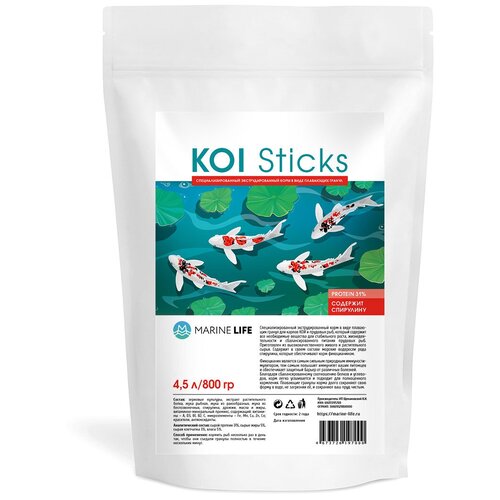 Корм для прудовых рыб и карпов КОИ Marine Life KOI Sticks 4,5Л/800 гр. фотография