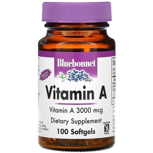 Капсулы Bluebonnet Nutrition Vitamin A 3000 мкг (10 000 МЕ), 100 г, 100 шт. фотография