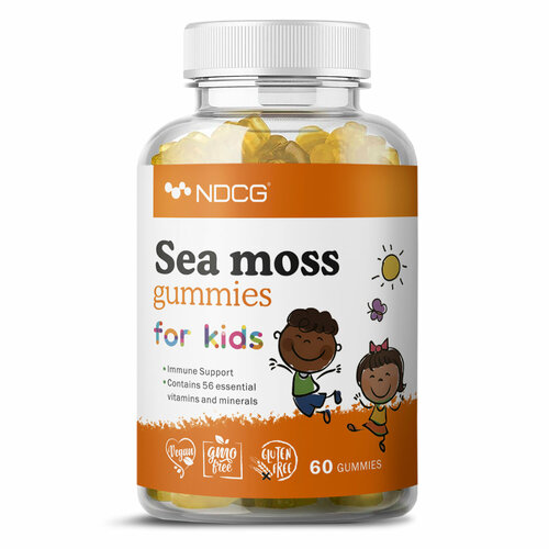 Ирландский мох NDCG мультивитаминный комплекс для детей, Sea moss for kids, со вкусом апельсина, 60 жевательных конфет фотография