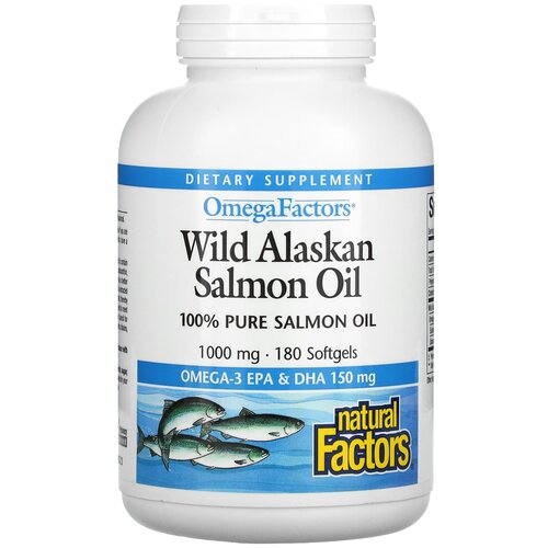 Капсулы Natural Factors Omega Factors Wild Alaskan Salmon Oil, 380 г, 180 шт. фотография