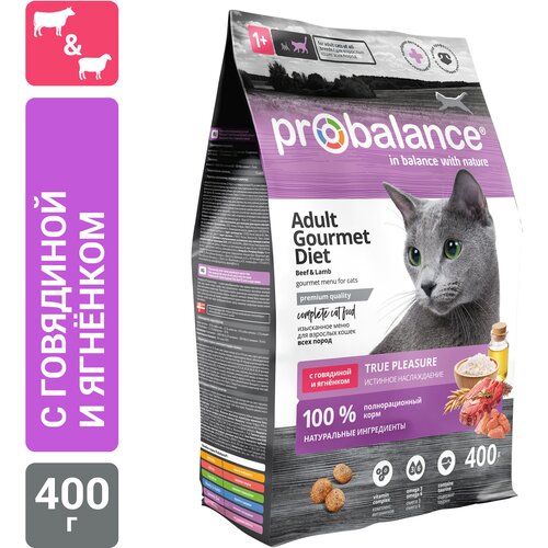 корм для кошек ProBalance Gourmet Diet, говядина, ягненок 400 г фотография