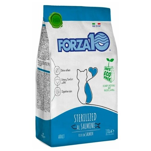 Корм сухой Forza10 Maintenance ADULT STERILIZED с лососем, для взрослых стерилизованных кошек,1 кг фотография