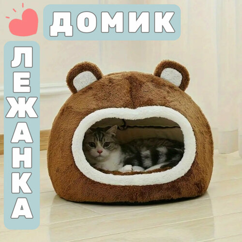 Домик лежанка для кошки, Бурый Мишка фотография