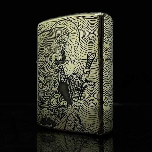 Зажигалка бензиновая Zippo(Armor) Перун Custom Латунь с глубокой объемной гравировкой фотография