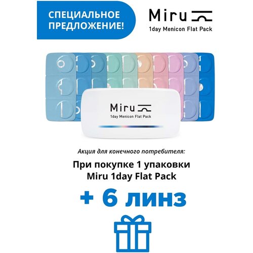 Контактные линзы Menicon Miru 1 day Flat Pack, 30 шт., R 8,6, D -5,25, 1 уп. фотография