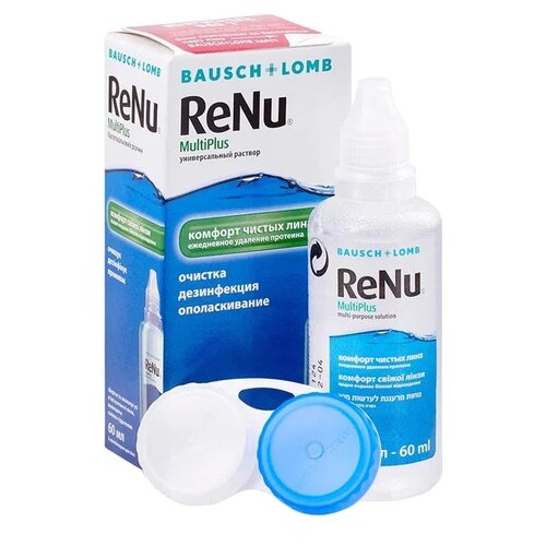 Раствор Bausch & Lomb Renu MultiPlus, с контейнером, 60 мл, 1 шт. фотография