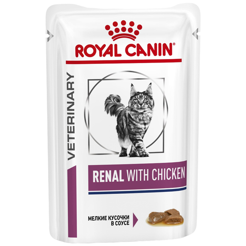 корм для кошек Royal Canin Renal, при проблемах с почками, с курицей 85 г (кусочки в соусе) фотография