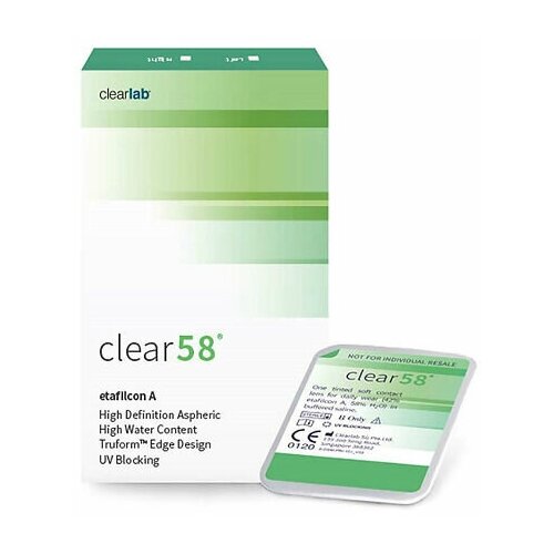 Контактные линзы Clearlab Clear 58, 14 мм, 6 шт., R 8,7, D -2, прозрачный, 1 уп. фотография