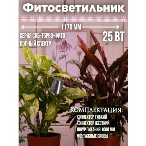 Фитосветильник светодиодный СПБ-Т5PRO-ФИТО полный спектр 25Вт 230B 1170мм IN HOME фотография