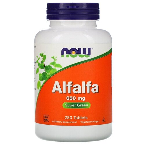 Таблетки NOW Alfalfa, 270 г, 100 мл, 650 мг, 250 шт. фотография