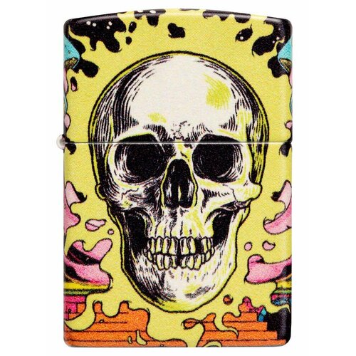 Оригинальная бензиновая зажигалка ZIPPO Classic 48640 Skull Design с покрытием Glow In The Dark Green - Череп фотография