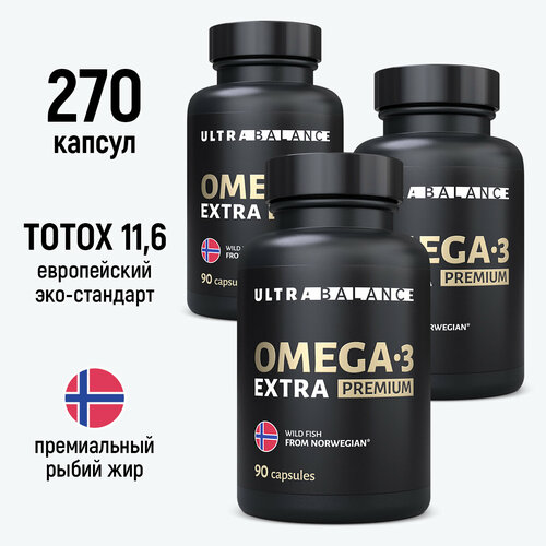 Omega-3 Extra Premium капс., 200 г, 90 шт., 3 уп. фотография